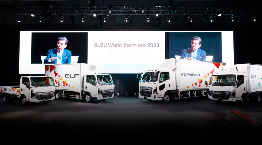 Masanori Katayama, presidente y director Isuzu Motors Limited, presenta la nueva gama de camiones ELF y Forward  BEV 