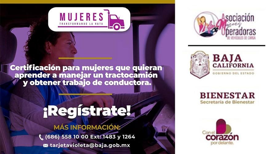 AMO y gobierno de Baja California certificarán a mujeres que quieran aprender a manejar un tractocamión y obtener trabajo de conductora