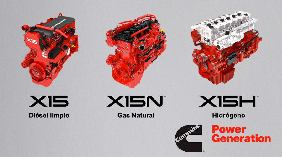 Portafolio de motores de Cummins X15, X15N a gas natural y X15H hidrógeno 