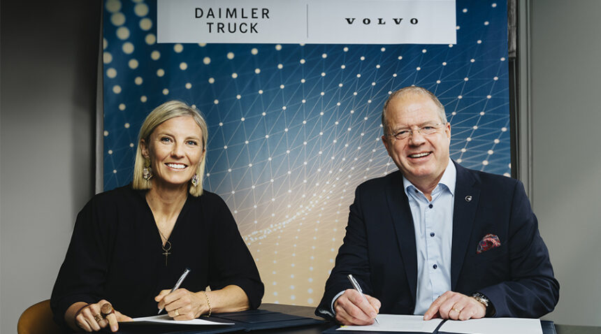 Daimler-Truck-AG-y-Volvo-Group-se-unen-para-establecer-una-compania-conjuta-Karin-Radstrom-CEO-de-Daimler-Truck-AG-Martin-Lundstedt-presidente-y-CEO-del-Volvo-Group-Factor-Automotor.