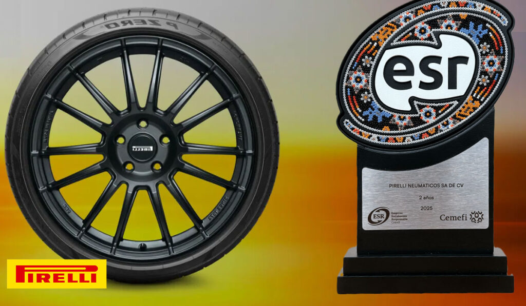 Reconocimiento ESR 2025 otorgado a Pirelli Neumáticos SA de CV por el Centro Mexicano para la Filantropía (Cemefi) por dos años como Empresa Socialmente Responsable, con diseño artesanal de chaquira estilo huichol