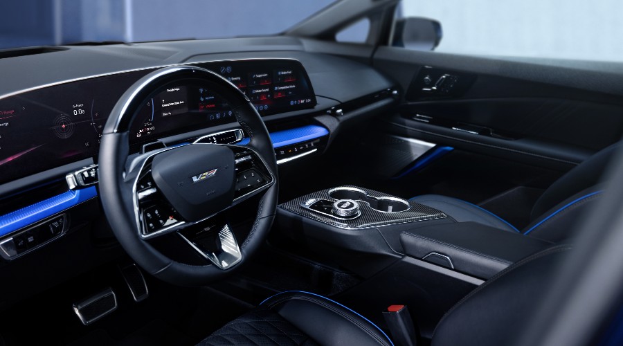 La parrilla interior y asientos del Cadillac OPTIQ-V estarán disponibles en dos tonos. Factor Automotor