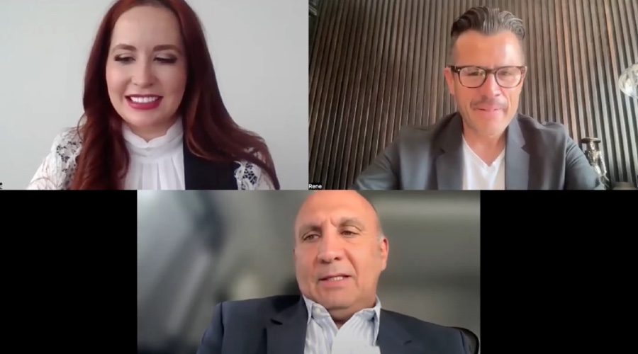 (De izq. a der) María de Haas, directora técnica de la Oficina de Marcelo Ebrard; René Mendoza, presidente de la cadena de valor CAPIM y Víctor Gabriel Chedraui, secretario de Economía de Puebla durante el webinar Mexico's Industry Supply Chain. Factor Automotor