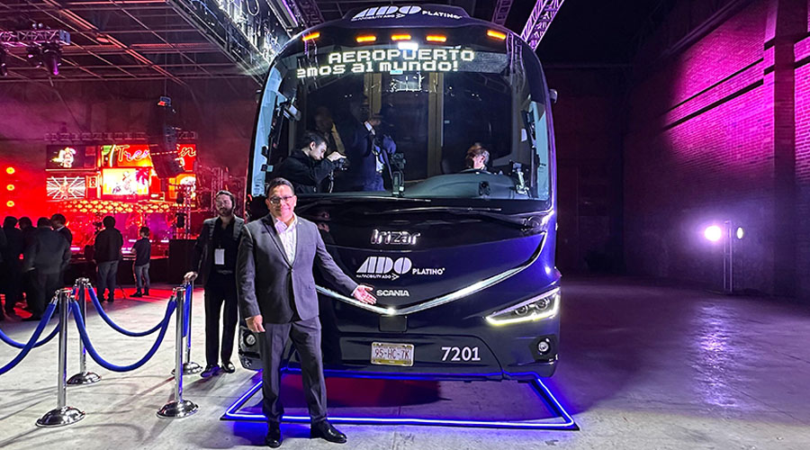 Alejandro Mondragón, CEO y Presidente de Scania México, durante la presentación de los nuevos autobuses de Mobility ADO