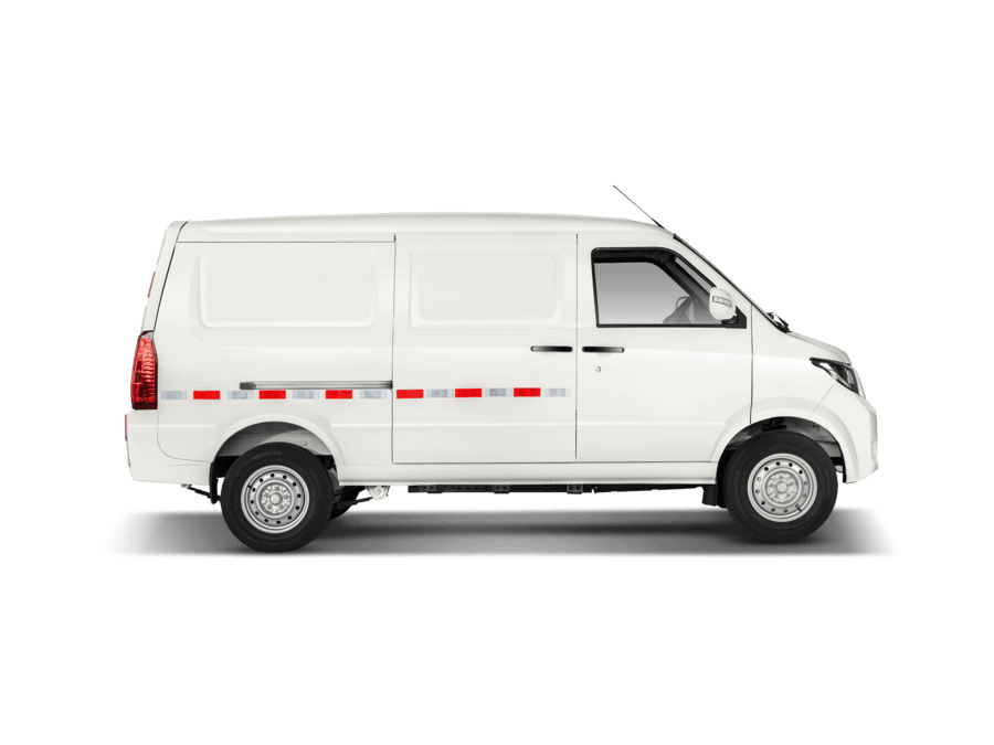 Vista lateral y trasera de la van eléctrica EV1 de Victory