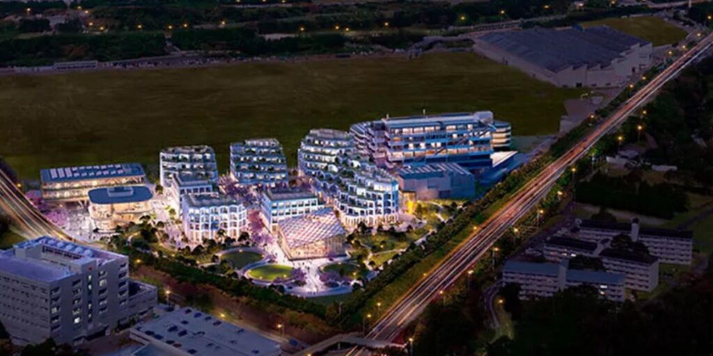 Imagen de la ciudad Toyota Woven City, donde una comunidad de cientificos conviven. 