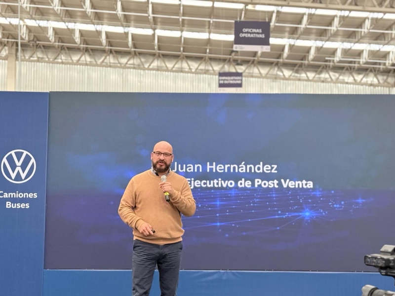 Juan Hernández, gerente de postventa Volkswagen Truck & Bus México en la inauguración de la segunda fase de Parts Logistics Center