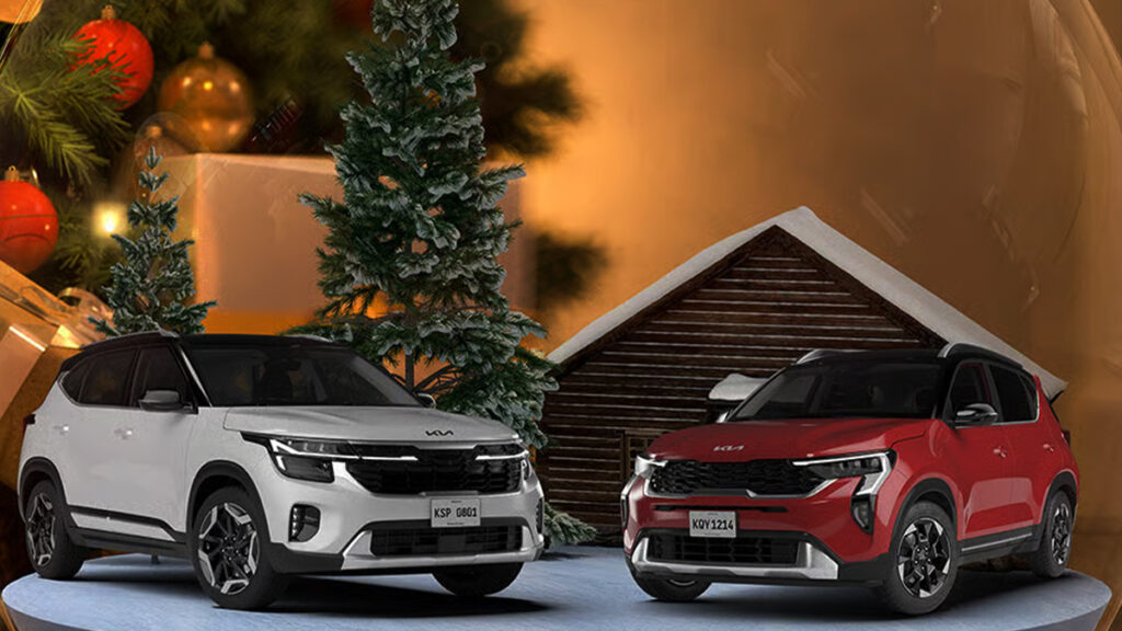 KIA exhibe dos SUVs en un escenario navideño, reflejando el mejor mes de ventas en su historia en México durante noviembre de 2025
