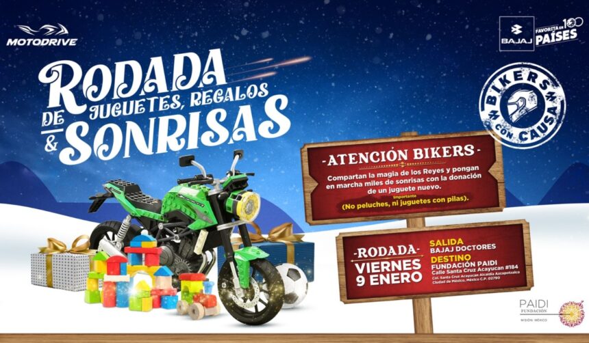 Los juguetes recolectados serán entregados durante una rodada con causa encabezada por familias y motociclistas BAJAJ.
