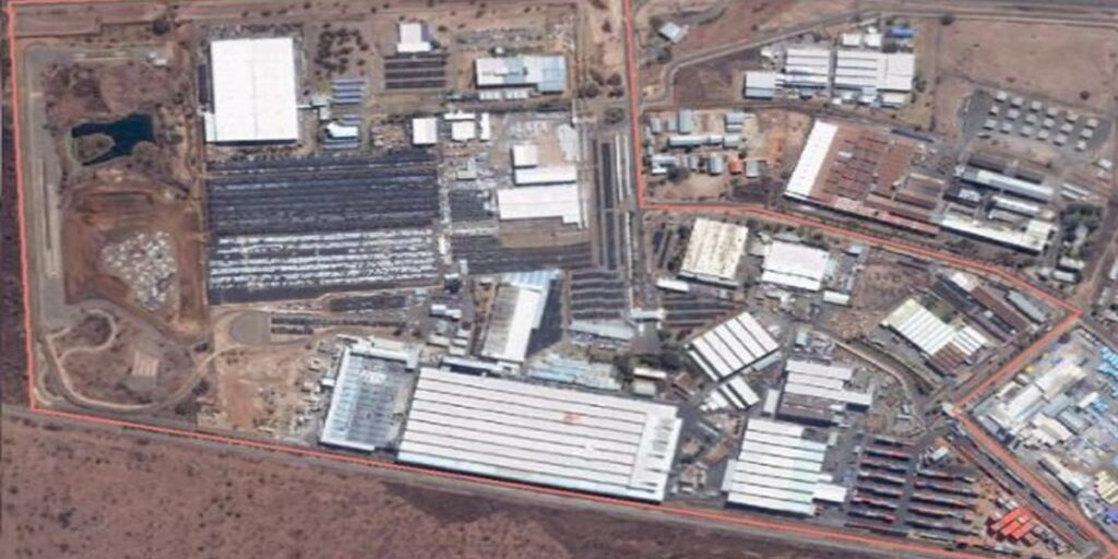 Vista aérea de la planta de Nissan en Rosslyn, Sudáfrica. Factor Automotor 