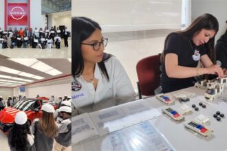 Estudiantes participan en Women On Wheels en la planta A2 de Nissan en Aguascalientes.