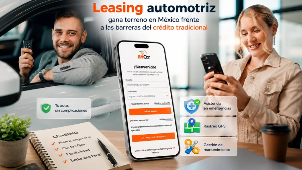 Leasing automotriz en México BitCar con app MyBITCAR para cotizar autos y gestionar servicios