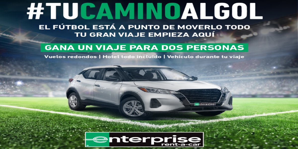 Imagen promocional de Gana un viaje con Enterprise Rent a Car participando en el sorteo de #TuCaminoalGol