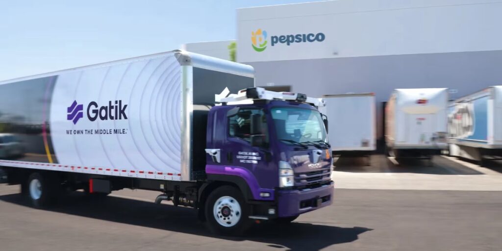 Los camiones autónomos de Pepsico utilizan la tecnología de Gatik Drive, impulsada con IA. 