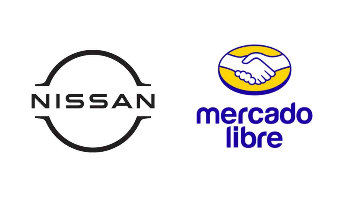 Logotipos de Nissan y Mercado Libre que representan la alianza para ofrecer vehículos nuevos a través de la plataforma digital en México.