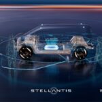 Representación digital de una plataforma de vehículo autónomo nivel 4 desarrollada por Stellantis, Uber y Wayve para servicios de robotaxi