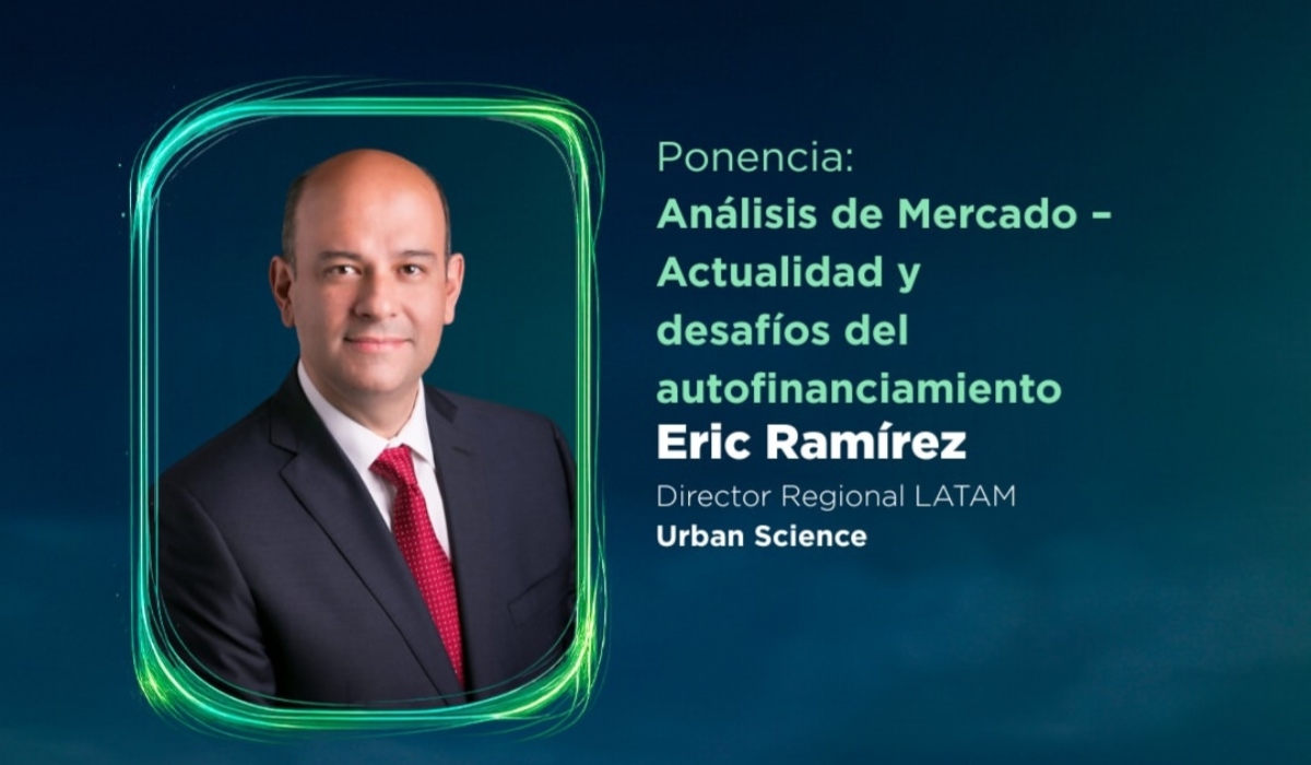 Eric Ramírez, Director Regional LATAM de Urban Science, durante su ponencia “Análisis de Mercado – Actualidad y desafíos del autofinanciamiento” en el 4° Foro de Autofinanciamiento AMDA 2026.