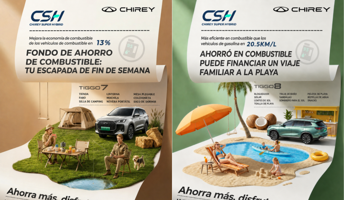 CHERY destacó las capacidades de su tecnología CSH Super Hybrid, diseñada para ofrecer más de 1,200 kilómetros de autonomía combinada y una conducción eficiente para viajes de larga distancia.