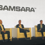 Sebastián Peña, CEO y co-funder de Veikul; Héctor Alfaro, director corporativo de seguridad vial, ETN; Ángel Garibay, director general de ALA Transportes, Trayecto, y  Javier Pedroza, director de tecnologías de Grupo Tomza durante el evento Operaciones Inteligentes 2026 de Samsara.