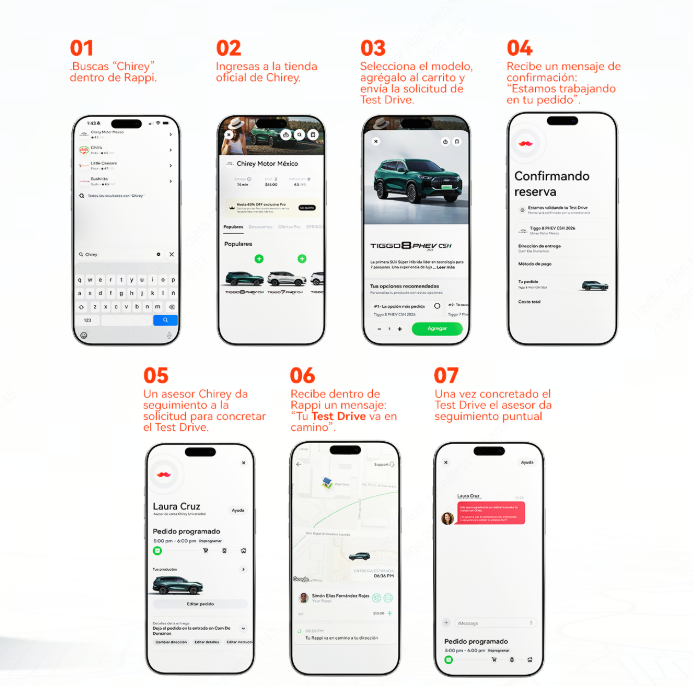 Rappi y Chirey hacen realidad el test drive a domicilio.