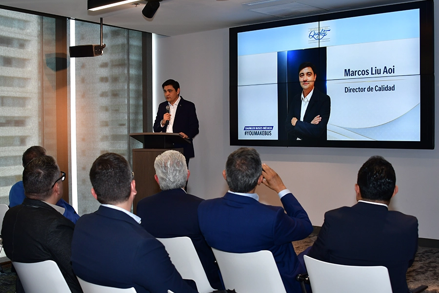 Marcos Liu en Masters of Quality 2025 de Mercedes-Benz Autobuses Marcos Liu, director de Calidad de Mercedes-Benz Autobuses, en Masters of Quality 2025