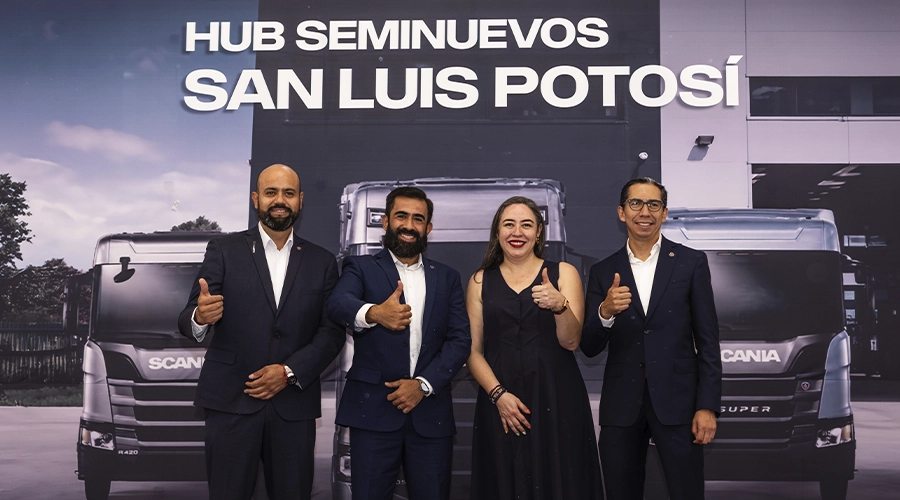 Gisela-Quintero-David-Hernandez-Aaron-SanchezManuel-Aranda-Scania-Mexico-Hub-seminuevos-san-luis-Factor-automotor