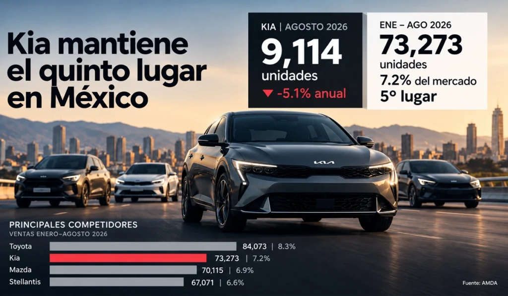 Ventas Kia agosto 2026 en México Ventas Kia agosto 2026: 9,114 vehículos vendidos en México