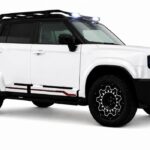 SUV blanca JETOUR con accesorios de personalización que incluyen rack de techo con luces auxiliares y rines especiales de todoterreno.