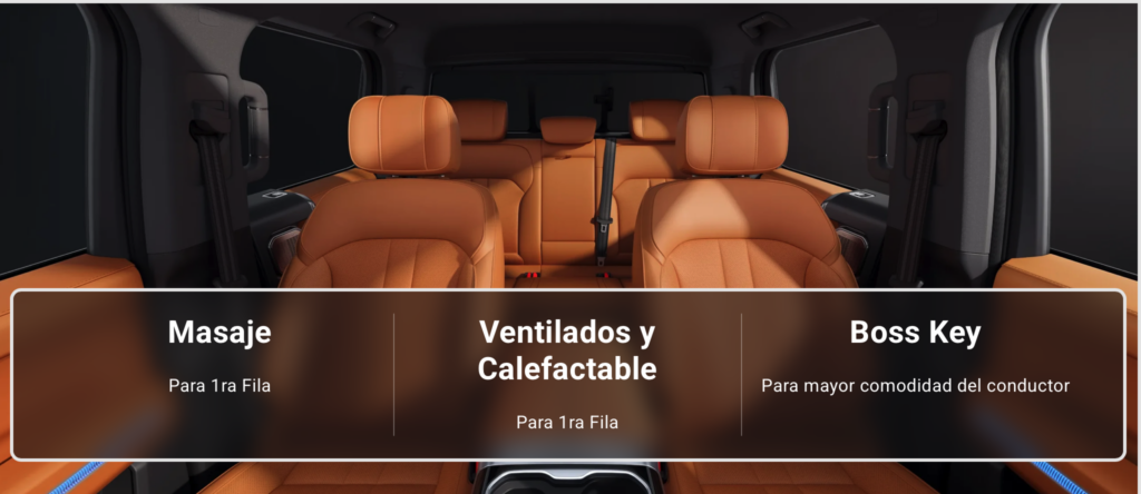 Al interior de la F700, los pasajeros podrán disfrutar de los asientos forrados en piel sintética con función de masaje.