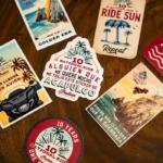 Calcomanías y stickers conmemorativos de la décima edición del Indian Motorcycle National Ride en Acapulco.